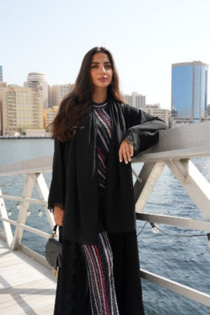 Amelia in Noir Lace Abaya