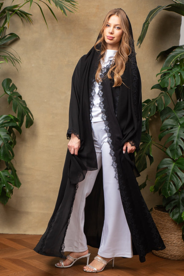 Amelia in Noir Lace Abaya