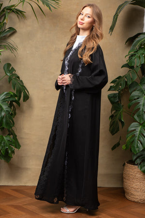Amelia in Noir Lace Abaya