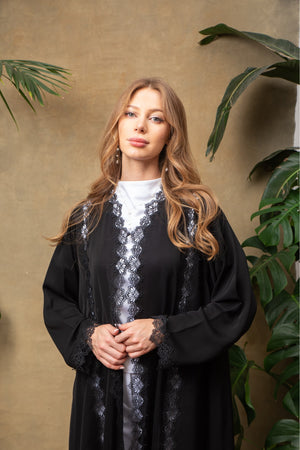 Amelia in Noir Lace Abaya