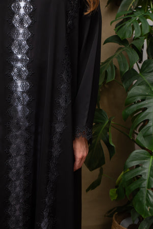 Amelia in Noir Lace Abaya