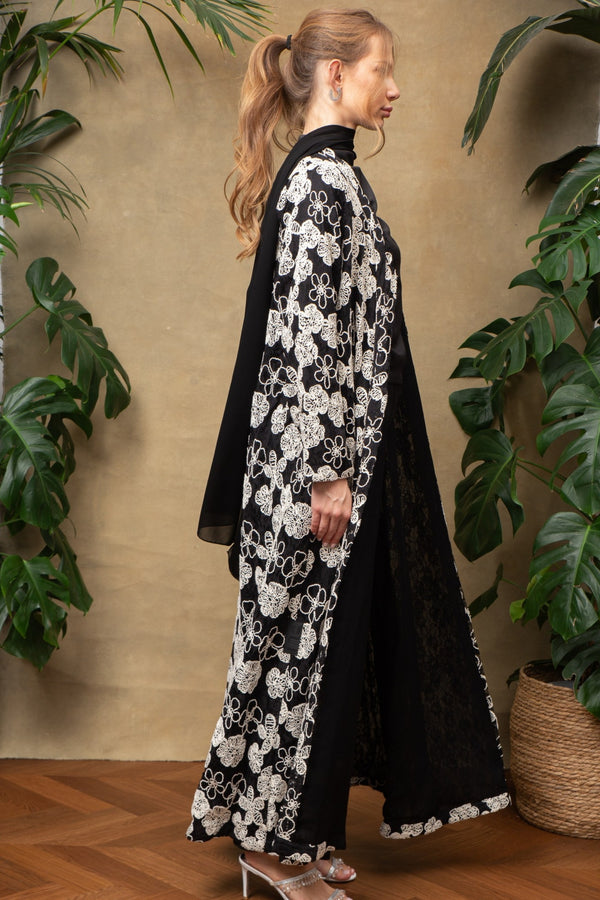 Blossom in black Abaya