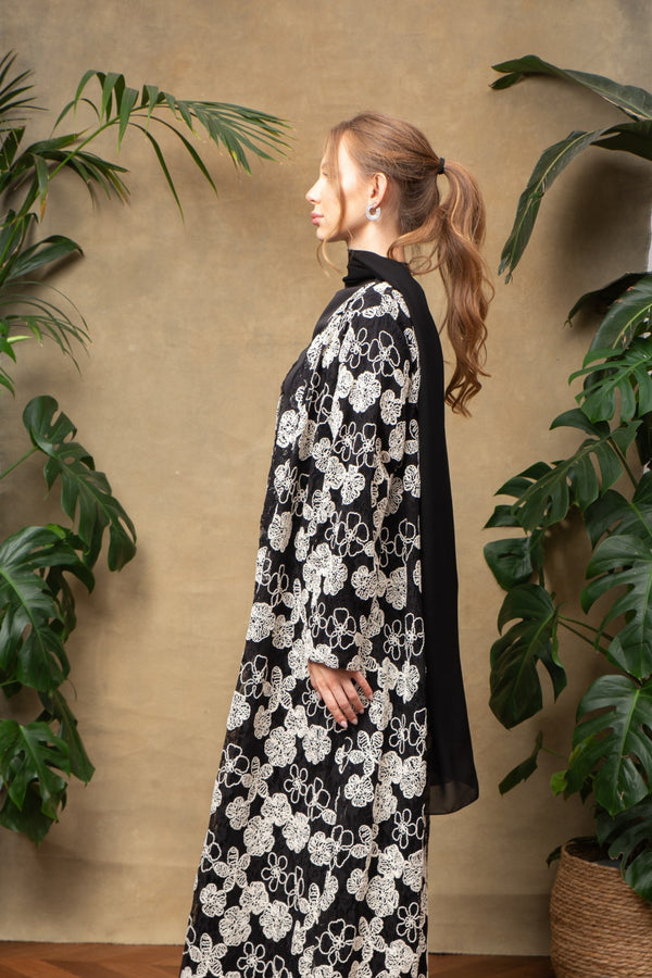 Blossom in black Abaya