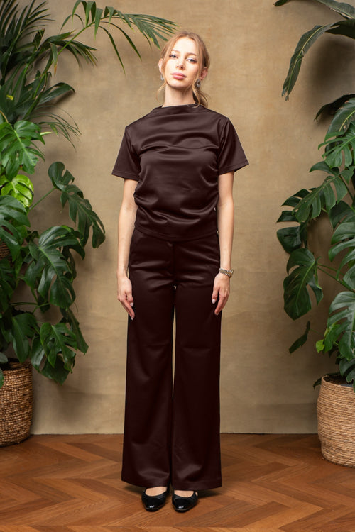 Camille Set in Brown Satin