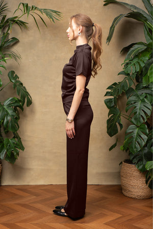 Camille Set in Brown Satin