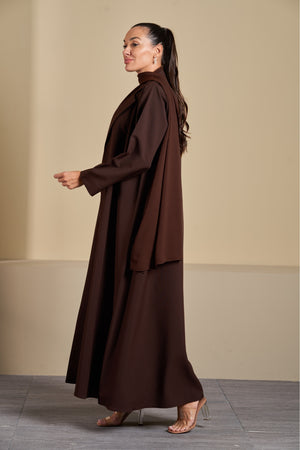 Cast Blazer Abaya in Brown