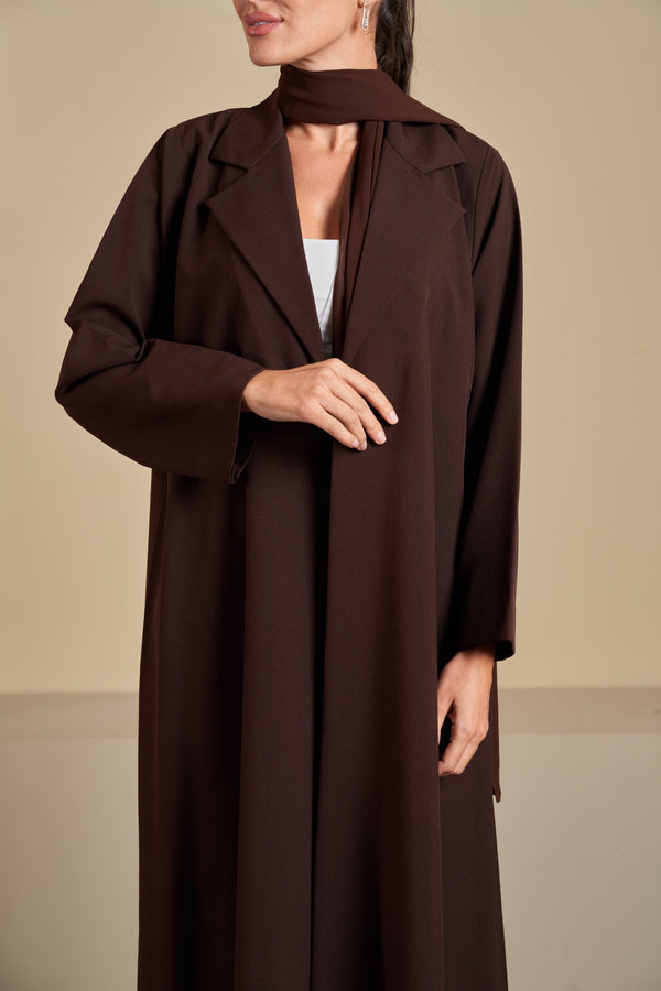 Cast Blazer Abaya in Brown