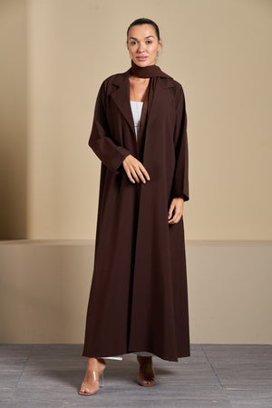 Cast Blazer Abaya in Brown