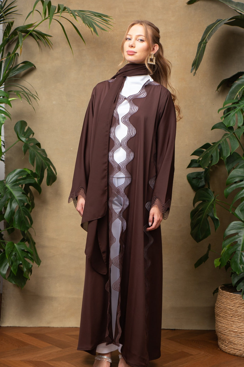 Celeste in Cocoa Lace Abaya