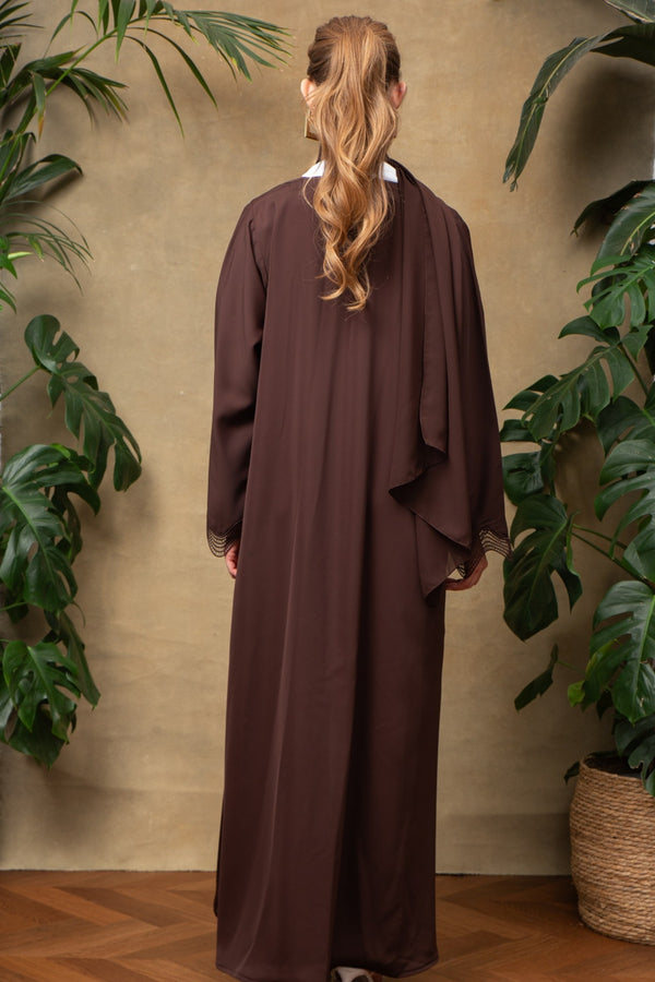 Celeste in Cocoa Lace Abaya