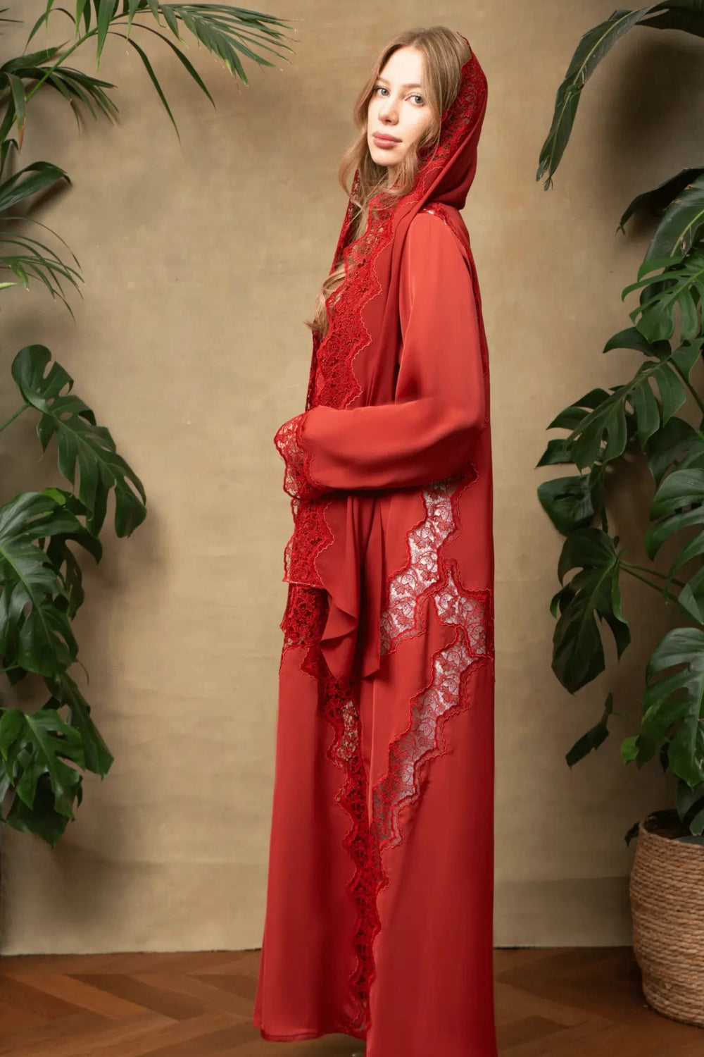 Colette in Amber Lace Abaya