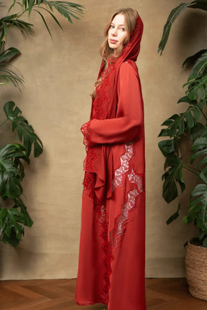 Colette in Amber Lace Abaya