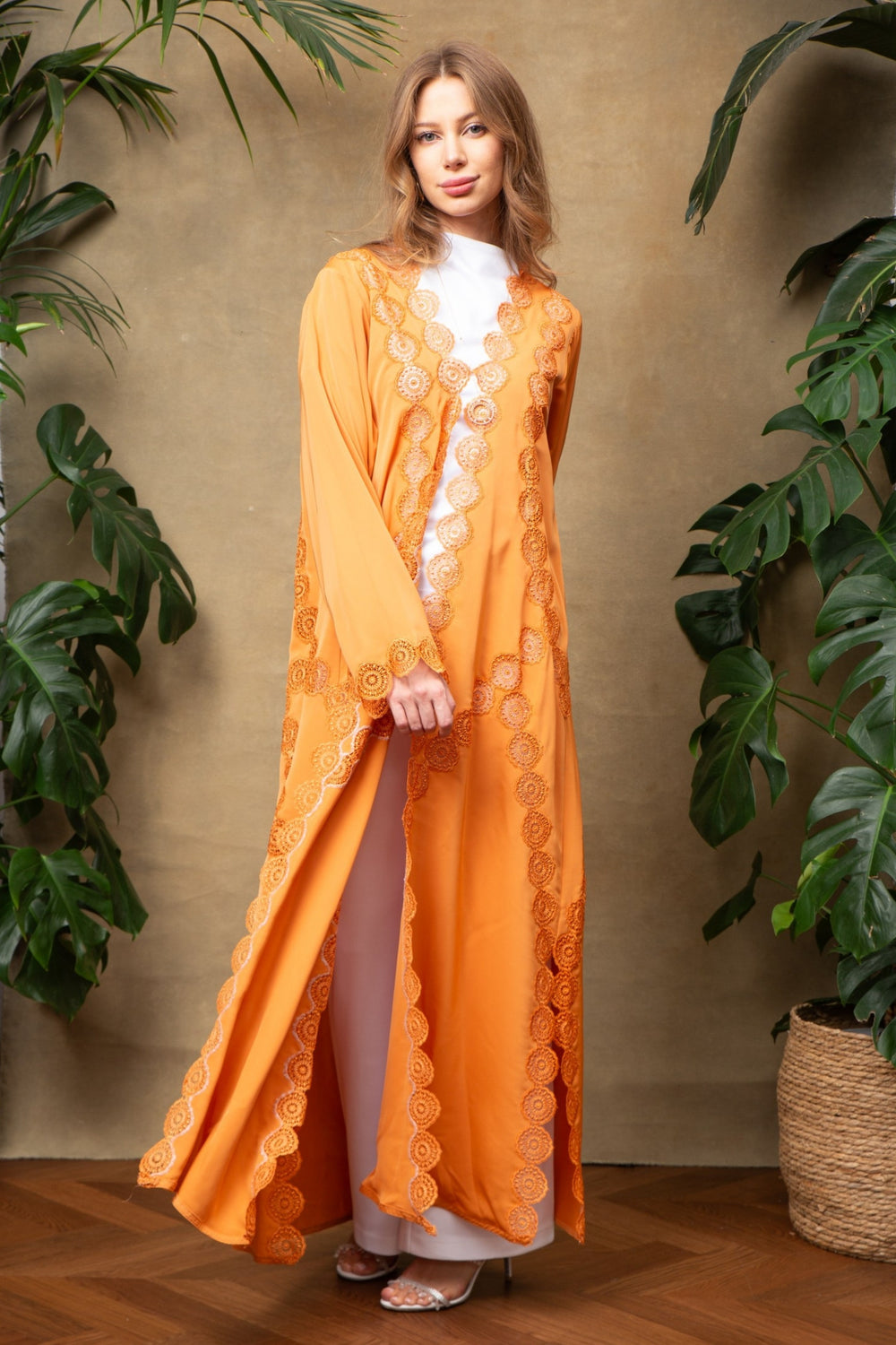 Elise in Citrus Lace Abaya