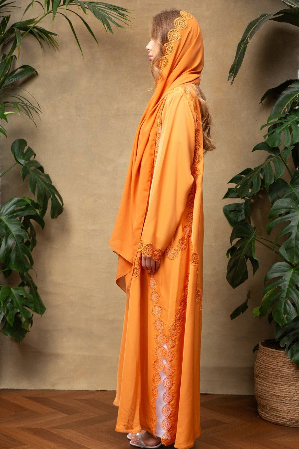 Elise in Citrus Lace Abaya