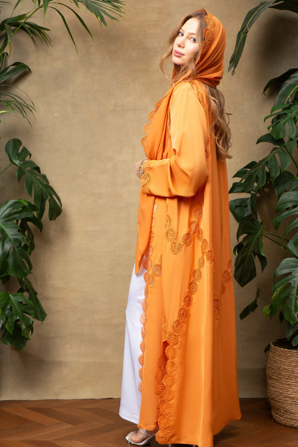 Elise in Citrus Lace Abaya