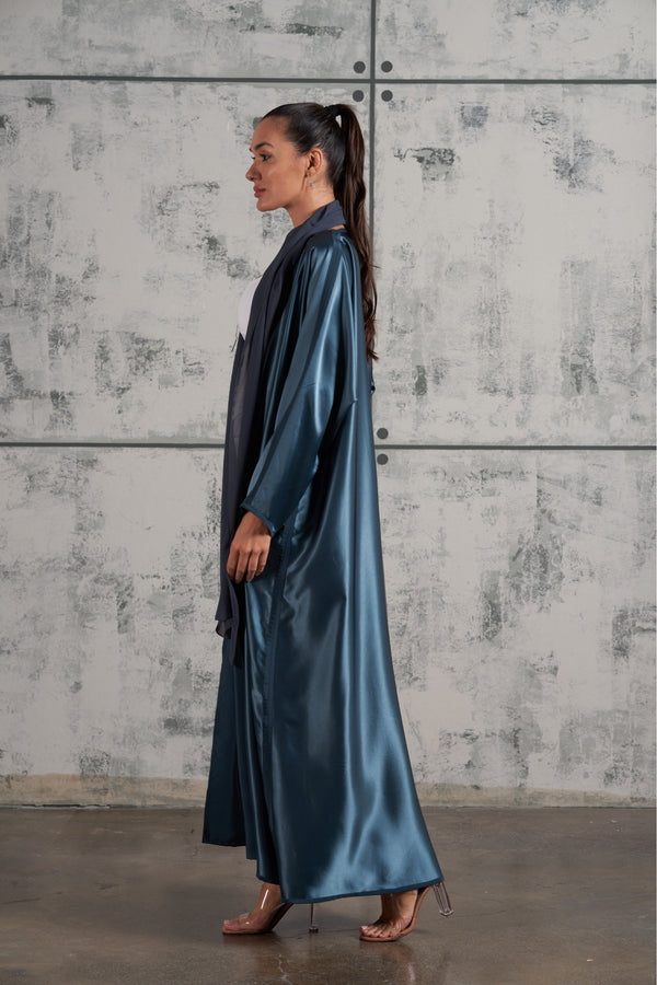 Glassy Abaya in Blue (Reversable)