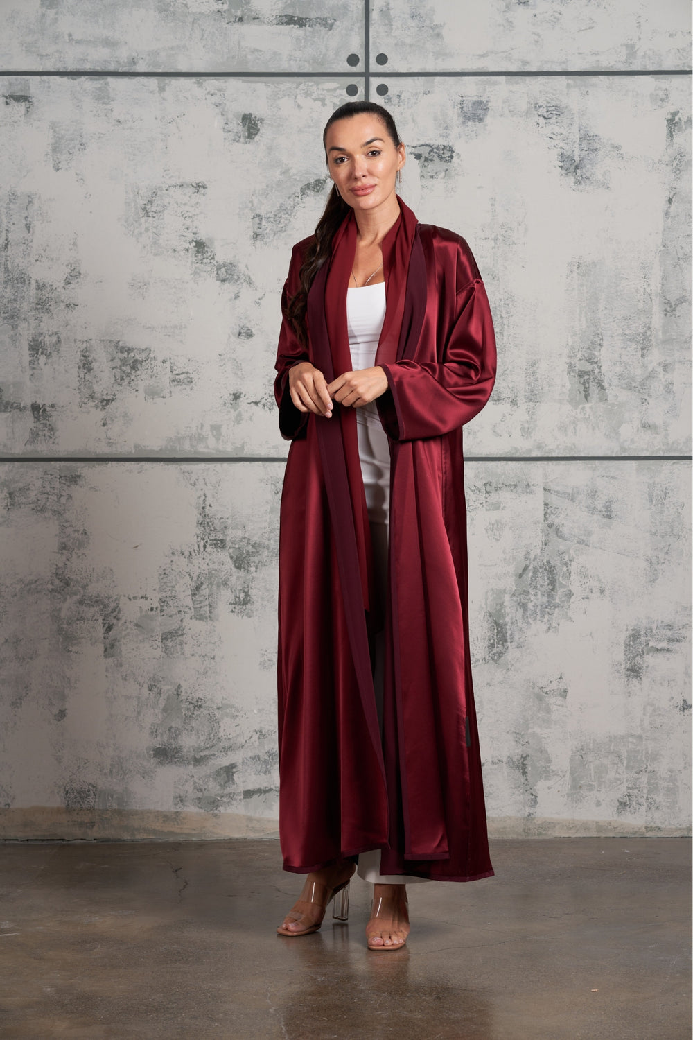 Glassy Abaya in Red (Reversable)