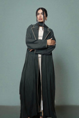 Jade Pinstriped Abaya in Emerald Green