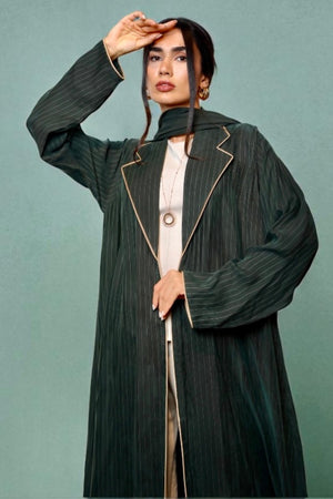 Jade Pinstriped Abaya in Emerald Green