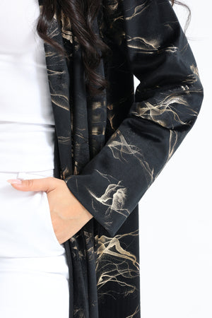Marble in Black Velvet Abaya