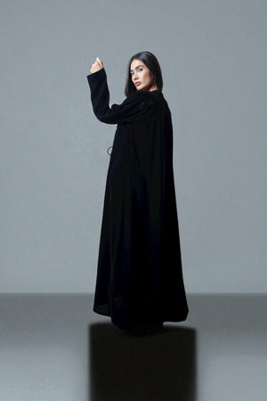 Ribboned Abaya in Black