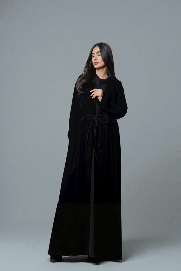 Ribboned Abaya in Black