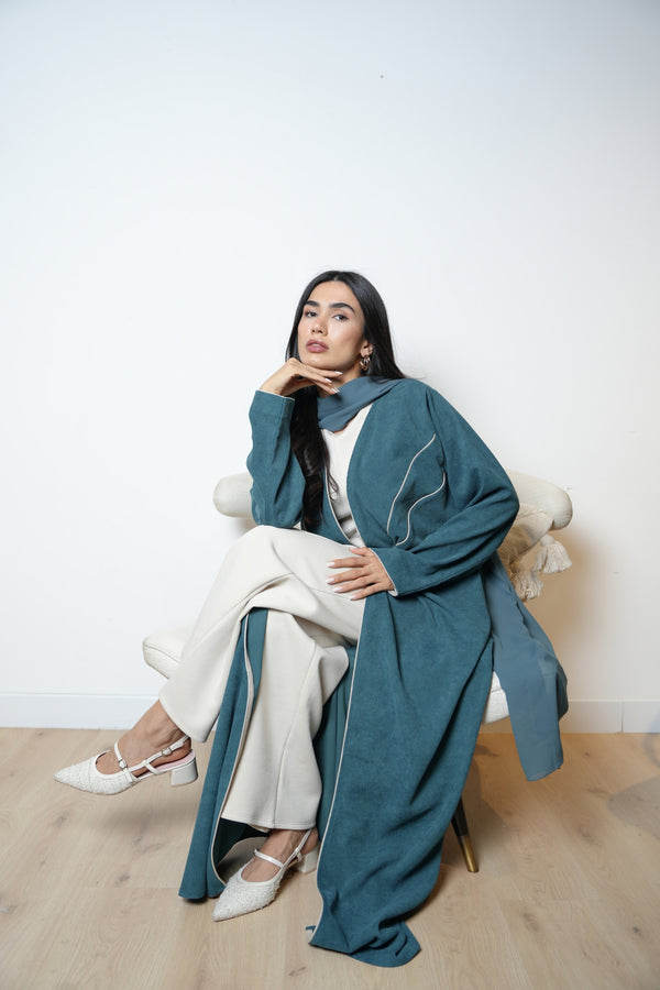 Ribboned Abaya in Blue