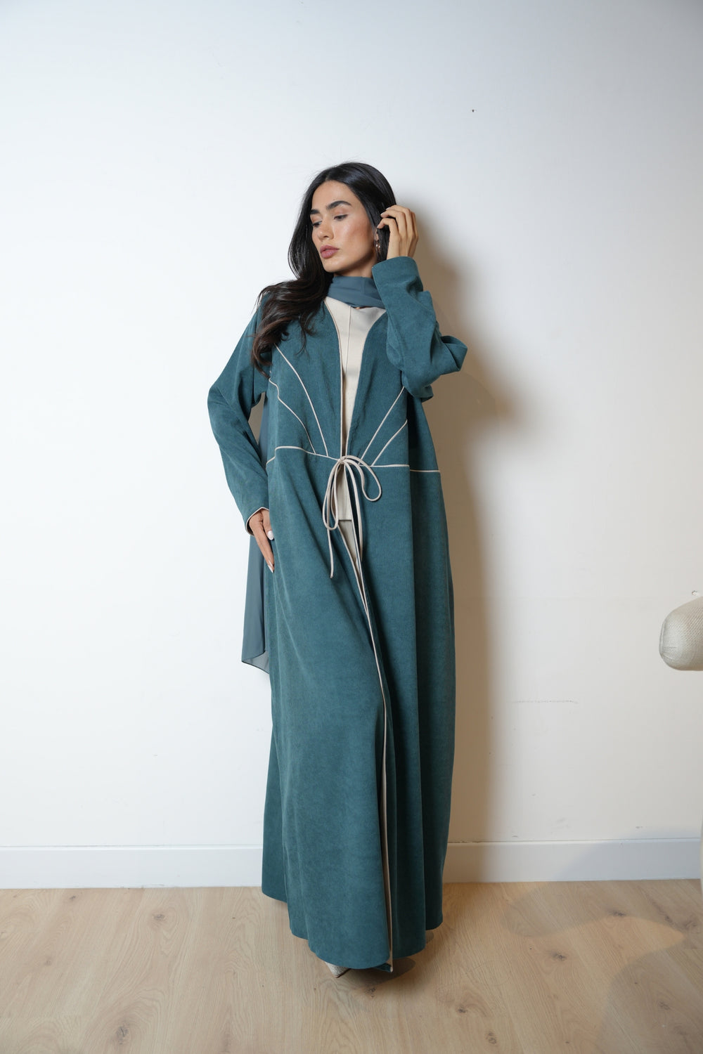 Ribboned Abaya in Blue