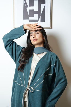 Ribboned Abaya in Blue