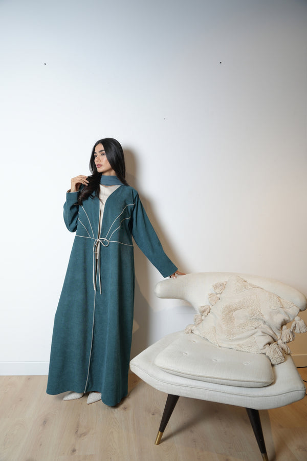 Ribboned Abaya in Blue