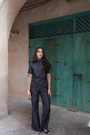 Scuba Set in Black Denim Crush