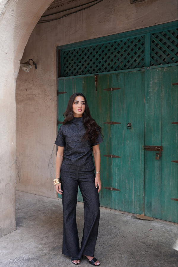 Scuba Set in Black Denim Crush