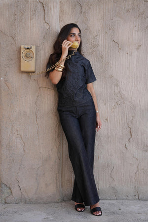 Scuba Set in Black Denim Crush