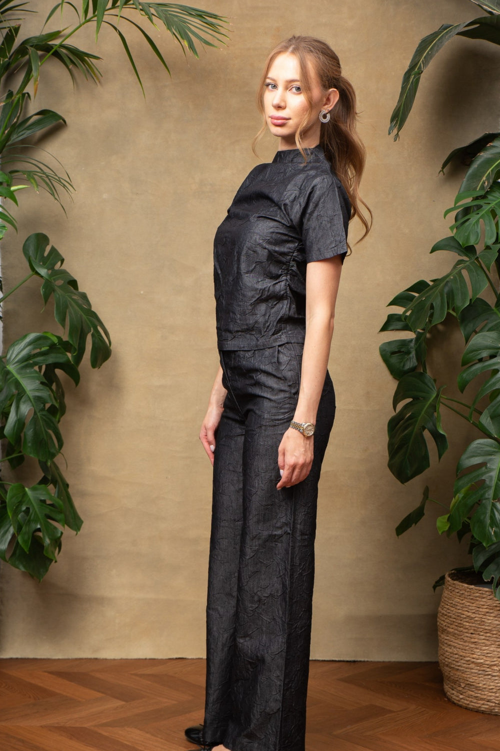 Scuba Set in Black Denim Crush