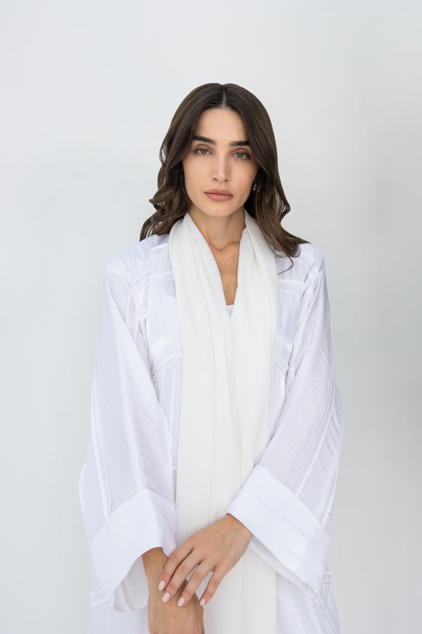 Shimmery Blaze Abaya in White