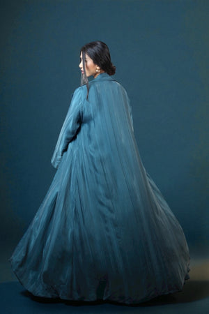 Skyline Pinstriped Abaya in Blue