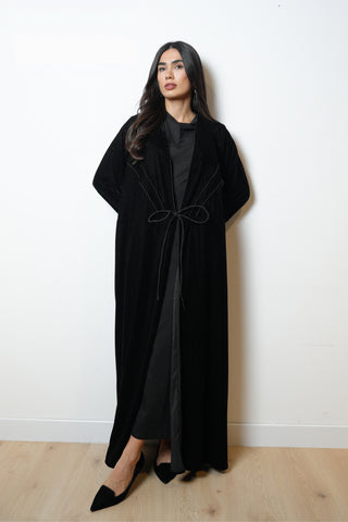 Ribboned Abaya in Black